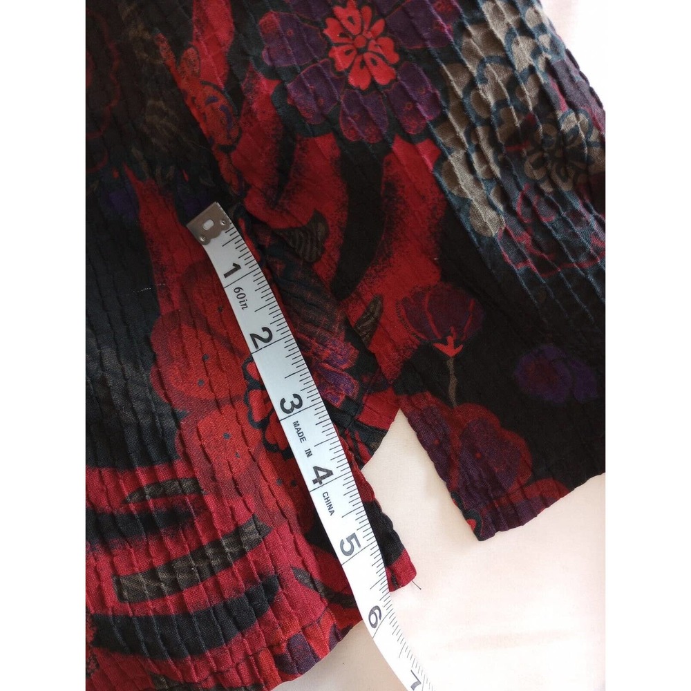 Chico’s design blouse Silk Size 3 XL Vtg Long Sleeves Buttoned 3/4 Sleeve Floral - Picture 9 of 10